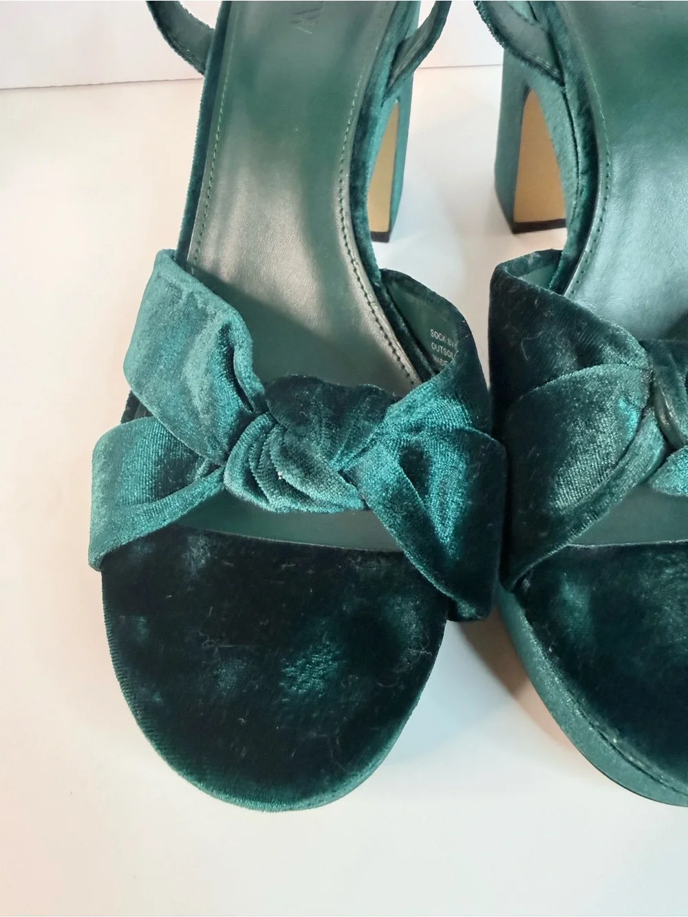 J. Crew Emerald Green Velvet Platform Sandals Bow Sandals Size 9